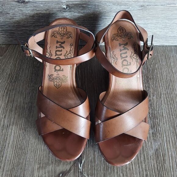 Mudd Kylie Wedge Sandals Ankle Strap Buckle - Brown - Size 6.5 - Picture 3 of 9